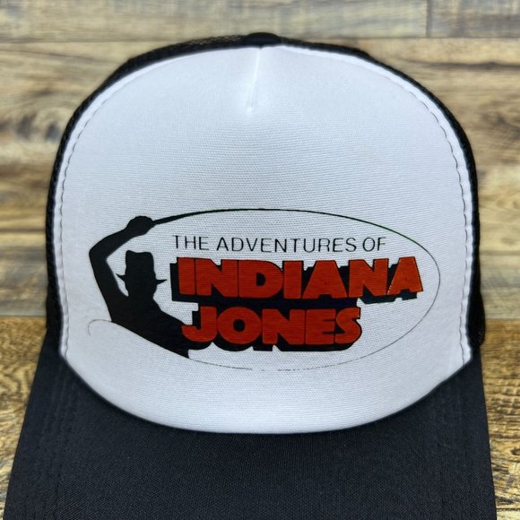 The Adventures of Indiana Jones Mens Trucker Hat Black Snapback Retro Video Game - Picture 3 of 8